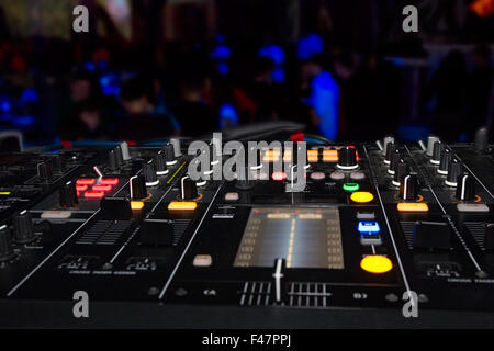 DJ stand in the club glow Stock Photo