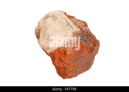 Piece of broken red brick isolated on white background Stock Photo