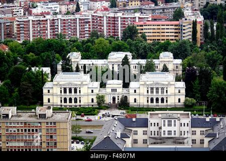 The National Museum of Bosnia and Herzegovina seen from Avaz Twist Tower. Stock Photo