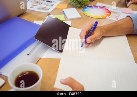 Tablet being used during a meeting Stock Photo
