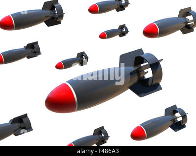 aerial bombs on a white background Stock Photo
