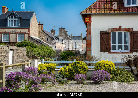 France, Normandy, Barfleur, old houses in the country center Stock Photo