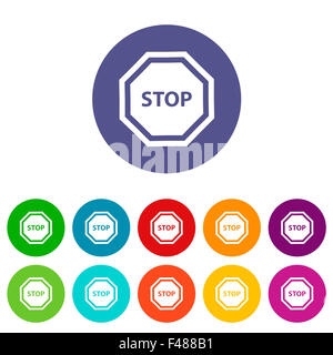 Stop button flat color vector icon. Graph symbol for music and sound ...