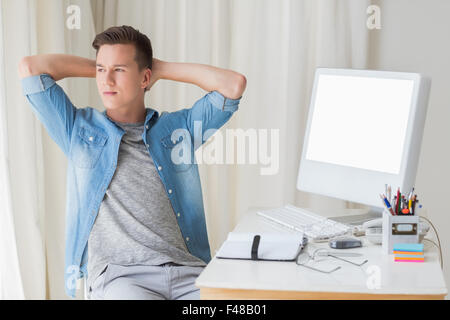 Thoughtful handsome man looking away Stock Photo
