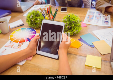 Tablet being used during a meeting Stock Photo