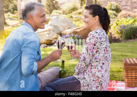 beautiful couple on picnic in summer park Stock Photo - Alamy