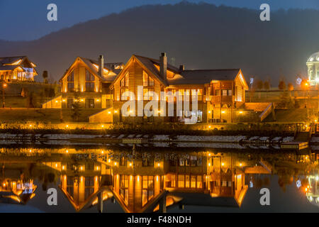 Nice modern house near lake Stock Photo