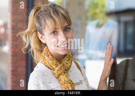 Smiling woman looking at camera Stock Photo