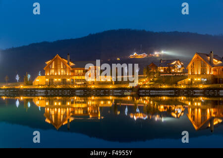 Nice modern house near lake Stock Photo