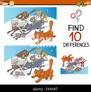 differences game with cartoon cats animal characters Stock Vector Image ...