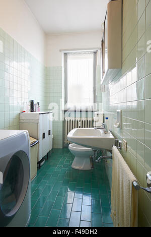 Simple, old bathroom in normal apartment Stock Photo