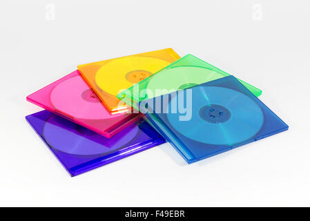 Cd in colored cases isolated Stock Photo