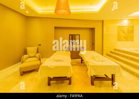 Spa room with many beds Stock Photo