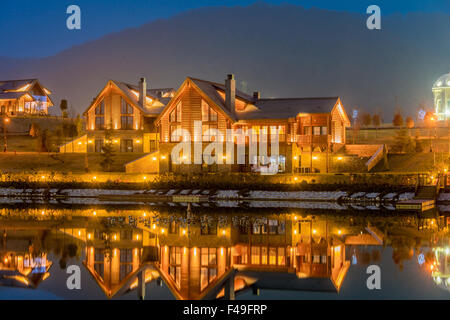 Nice modern house near lake Stock Photo