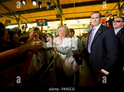 US Democratic presidential hopeful Hillary Clinton greets supporters during a campaign stop in Texas Stock Photo