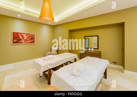 Spa room with many beds Stock Photo