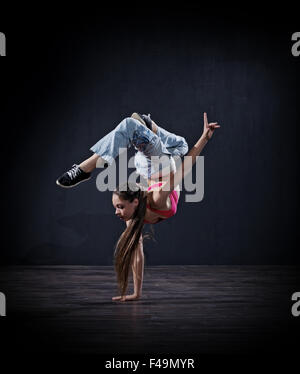 Modern dancer girl (dark version) Stock Photo