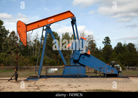 Oil Well and Pumpjack, Northern Michigan USA Stock Photo