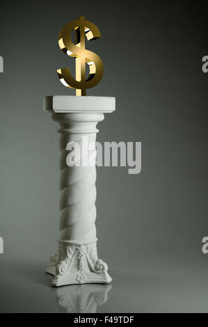 gold dollar on pedestal Stock Photo