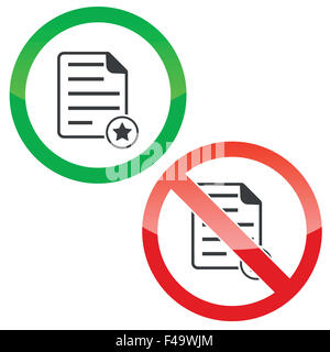 Favorite document permission signs set Stock Photo