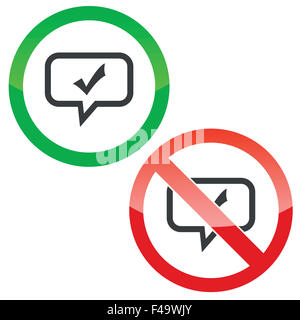 Tick mark message permission signs Stock Photo