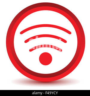 Red wifi symbol isolated on white background Stock Photo - Alamy