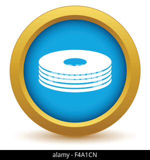 Gold disk icon Stock Photo