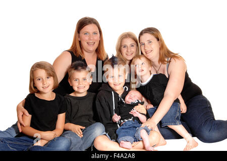 A family of eight people together. Stock Photo