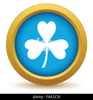 Gold shamrock icon Stock Photo