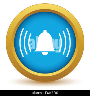 Gold alarm clock icon Stock Photo