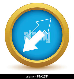 Arrow Right icon. Gold glossy Arrow Right symbol isolated on white ...