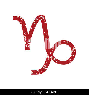 Red grunge Capricorn logo Stock Photo