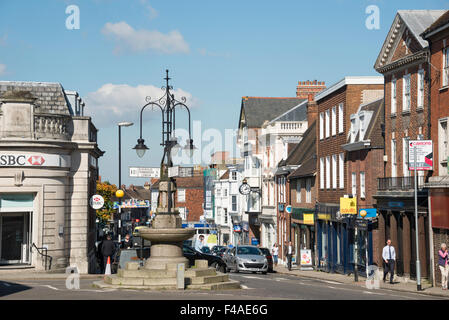 Sevenoaks town centre, Kent, old drinking fountain at junction of high ...