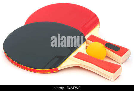 Table tennis bat and ball over white background Stock Photo