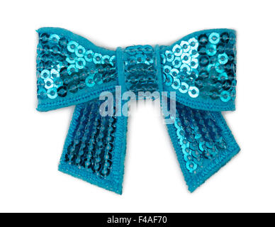 blue bow with rhinestones isolate Stock Photo