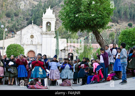 Mass in Huancavelica, Andes, Peru Stock Photo