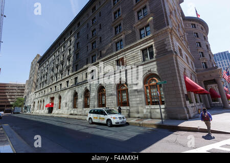 Sunlight illuminating the side of  the Fairmont Copley Plaza in Trinity Pl Boston Massachusetts Stock Photo