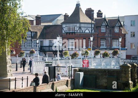 Bridge over River Medway, Tonbridge High Street, Tonbridge, Kent, England, United Kingdom Stock Photo