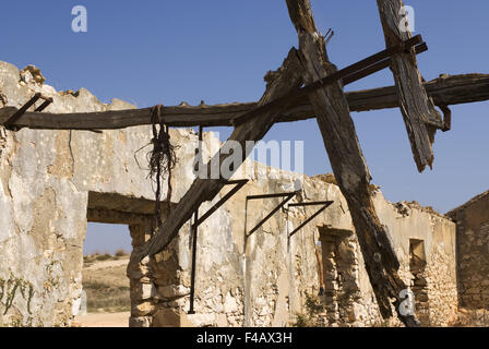 burned down fisher hut in Lagos, Portugal Stock Photo