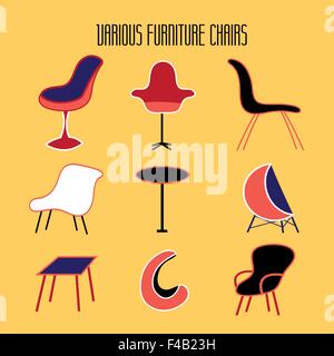 set of furniture different seat Stock Vector
