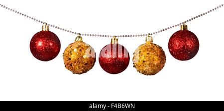 Golden and red Christmas balls Stock Photo