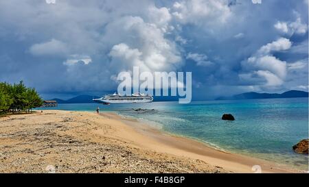 Doini Island PNG Papua New Guinea Bay Beach Sun Princess Cruise Liner Stock Photo