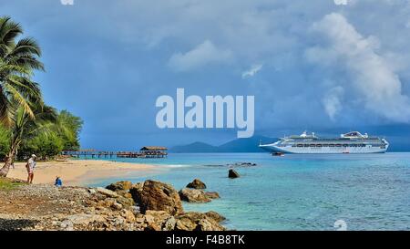 Doini Island PNG Papua New Guinea Bay Beach Sun Princess Cruise Liner Stock Photo