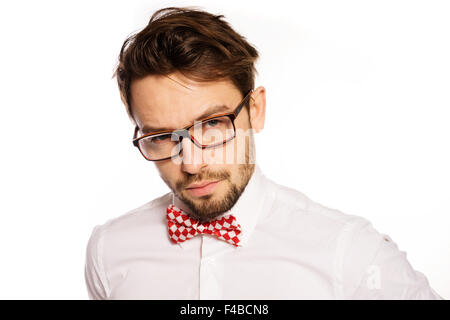 Old-fashioned nerdy businessman Stock Photo