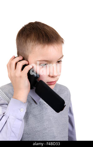 Boy talking on Cellphone Stock Photo