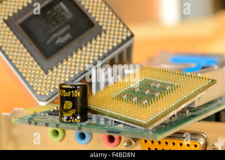 PC processor and plug-in cards - Hardware Stock Photo
