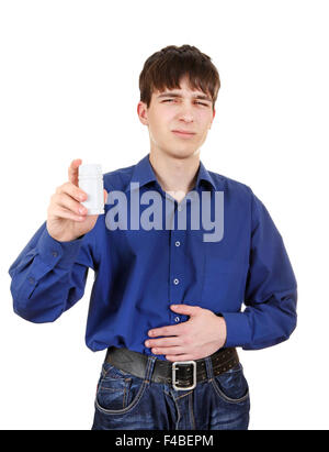 Young Man feels Stomachache Stock Photo