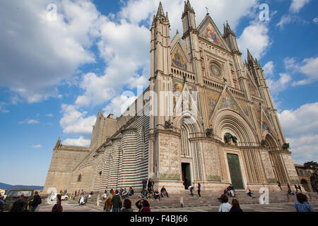 The Cathedral of Orvieto is a large 14th-century Roman Catholic cathedral situated in the town of Orvieto in central Italy. Stock Photo