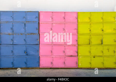 Colorful metal boxes Stock Photo