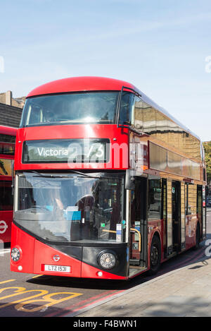 New Routemaster double-decker bus, High Street, Islington, London Borough of Islington, London, England, United Kingdom Stock Photo